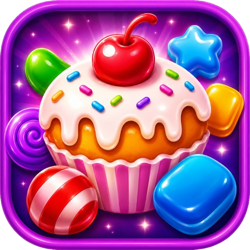 Sweet Match cupcake and candy app icon